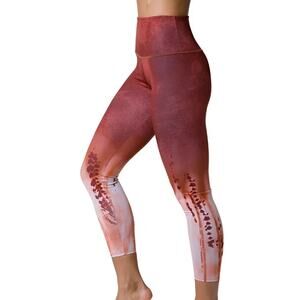 Onzie Women's Small / Medium Leggings Flow Tie Dye Copper Ankle Hot Yoga Tights